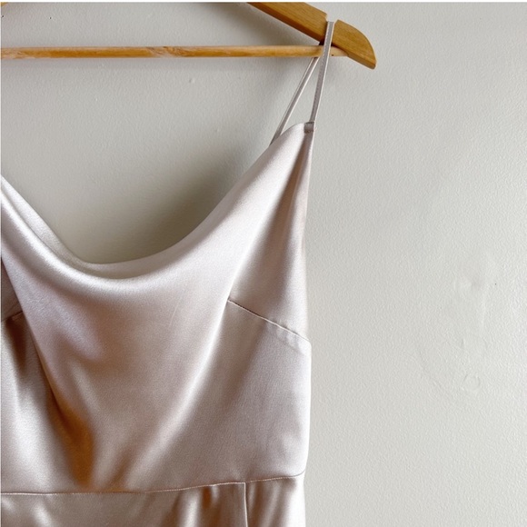 BIRDY GREY Lisa Satin Maxi Gown / Dress Neutral Champagne Sz L Wedding Formal - Picture 4 of 14